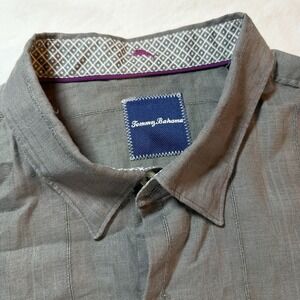 Tommy Bahama Linen Blend Gray Long Sleeve Button Down Shirt XXL